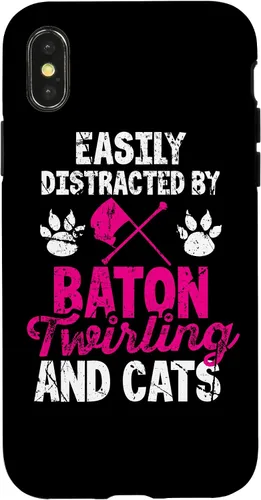Vista 5 de Funda para iPhone 12 mini que se distrae fácilmente por Baton Twirling and Cats Majorette Twirl