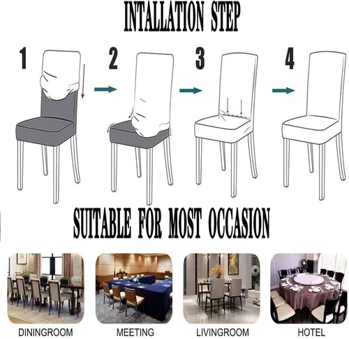 Vista 5 de Juego de 6 fundas elásticas de terciopelo suave para sillas de comedor, decoración elegante para el hogar y banquete, protector de silla Parson