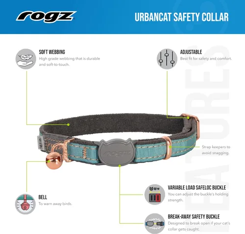 Vista 2 de Rogz Urban Collar De Seguridad Para Gato S/M - Gris Paloma Gris (Dove Gray)