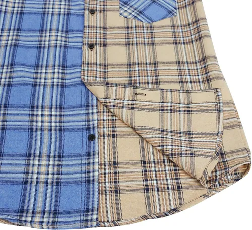 Vista 6 de Men's Long Sleeve Plaid Flannel Winter Warm Shirt Casual Button Down Slim Fit Shirts
