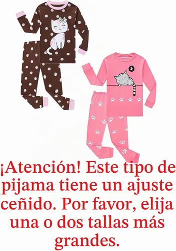 Vista 3 de Family Feeling - Conjunto de pijama de 2 piezas para niños y niñas pequeños, ropa para dormir 100 % algodón