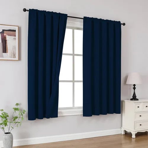 Vista 31 de CUCRAF Cortinas Opacas Beige de 45 Pulgadas, con Aislamiento Térmico Reductor de Ruido con Bolsillo para Barra, Cortinas de Ventana para Dormitorio