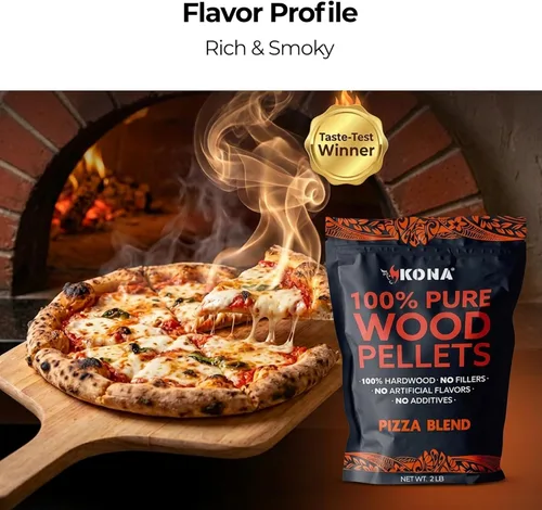 Vista 3 de Kona Pizza Blend - Gránulos de madera para ahumar, 100% madera dura natural, rico sabor ahumado, ideal para hornos de pizza, ahumadores y tubos