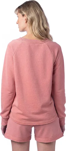 Vista 2 de Alternative Sudadera para mujer, diseño de rizo francés con lavado mineral, estilo vintage, cuello redondo, Rosa (Rose Bloom)