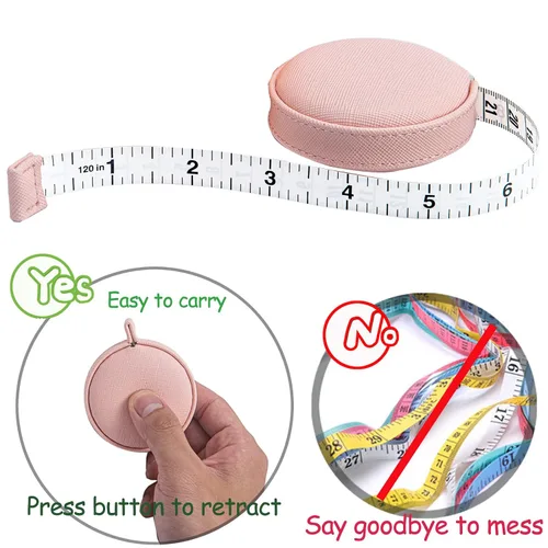 Vista 5 de Paquete de 3 cintas métricas 9.8 ft/120 para el cuerpo de tela, cinta métrica de tela, sastres, cinta métrica de costura médica, cinta retráctil