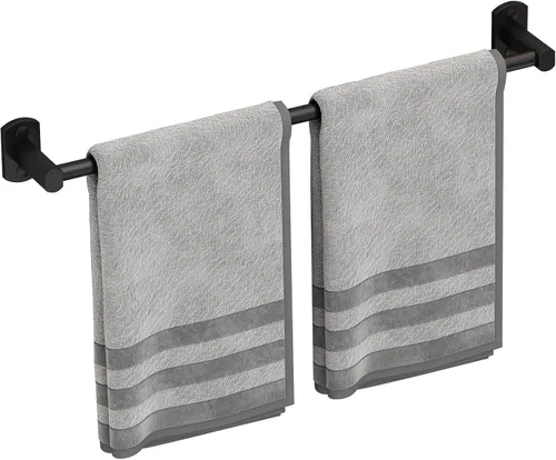 Vista 9 de Toallero negro, toallero de mano para baño, colgador de toallas montado en la pared, soporte para toallas de baño de cocina, barra de toalla