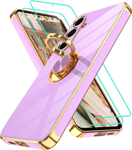 Vista 296 de Funda para Motorola Moto G 5G 2024: Funda Moto G Play 5G 2024 con 2 piezas de protectores de pantalla, soporte de anillo de rotación de 360°