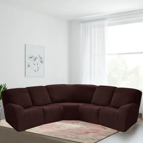 Vista 12 de ele ELEOPTION Funda reclinable seccional, fundas elásticas de terciopelo para sofá reclinable de 5 asientos, 7 piezas en forma de L, protector