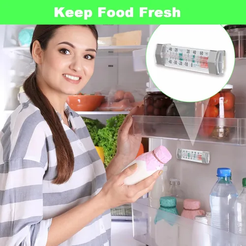 Vista 5 de Paquete de 9 termómetros para refrigerador, congelador, impermeable, analógico, esfera grande, preciso, fácil de leer, amplio rango de -40°F a 80°F