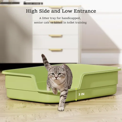Vista 2 de Vealind Caja de arena extra grande para gatos de alta cara y baja entrada para gatos mayores y grandes, 23.6 x 15.7 x 5.9 pulgadas, XL de respaldo