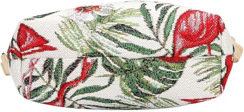 Vista 4 de Signare Tapiz pequeño bandolera para mujer con diseño de flamenco rosa y verde (Flang), Flamenco