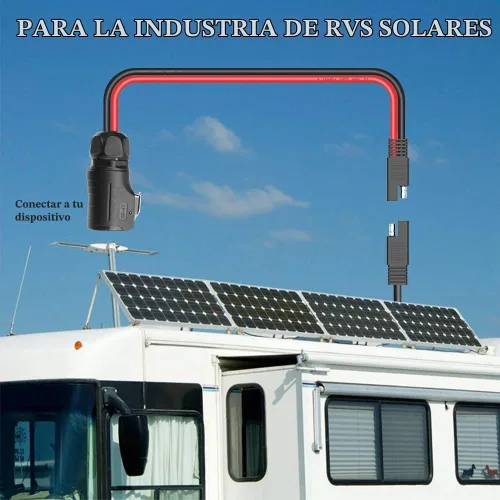 Vista 6 de EXTRACTME 10AWG 2 Pin Power Industrial Circular Cable Adaptador a SAE, enchufe solar Furion a conector SAE, apto para Furrion, maleta de panel