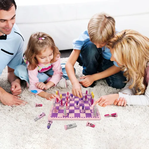 Vista 7 de TOYANDONA Juego de ajedrez de viaje 3 en 1, juguetes educativos de ajedrez con tablero para niños y adultos, juego de mini piezas de madera
