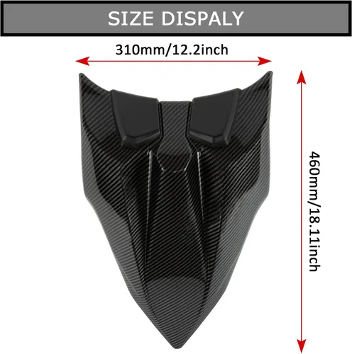 Vista 5 de Cubierta de capó para asiento de pasajero trasero para Ninja 650 Z650 2017 2018 2019 2020 2021 2022 2023 2024 (pintura de fibra de carbono)