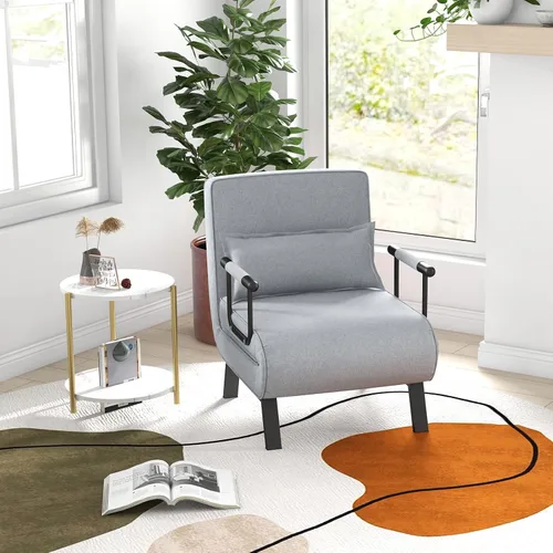Vista 11 de KOMFOTT Sofá cama convertible 4 en 1 plegable con respaldo ajustable de 6 posiciones, tumbona tapizada con almohada extraíble, sofá reclinable