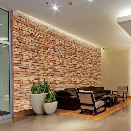 Vista 2 de Dundee Deco PG7015 - Pizarra sintética marrón y rojo, 3.2 x 1.6 pies, panel de pared 3D de PVC, decoración de paneles de pared de diseño