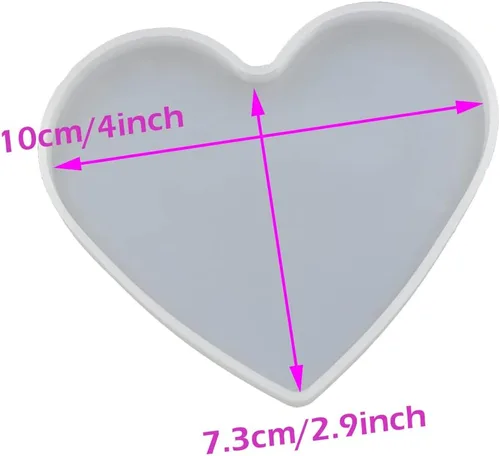 Vista 2 de 5 piezas de molde de resina de silicona para fundición de epoxy en forma de corazón para manualidades DIY, molde de base de posavasos de corazón, 5