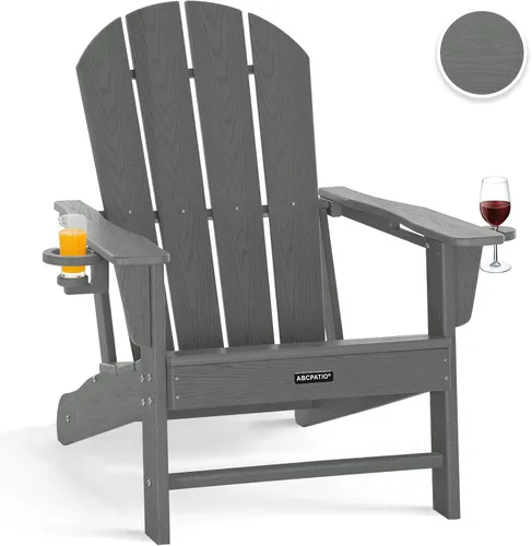 Vista 15 de Sillas Adirondack plegables – Silla Adirondack de plástico con soporte para tazas, sillas para exteriores resistentes a la intemperie