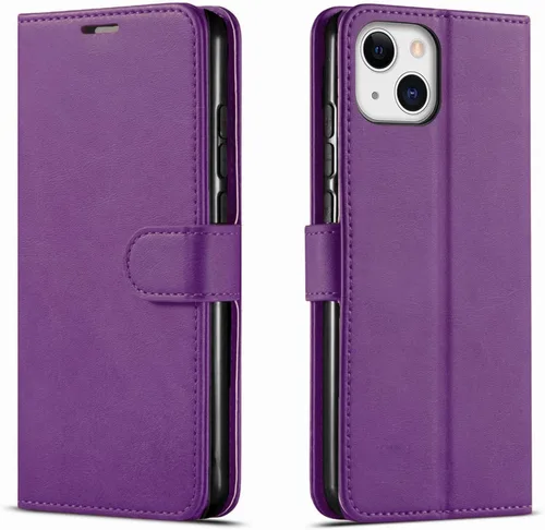Vista 11 de STARSHOP Funda compatible con iPhone 13, con protector de pantalla de vidrio templado incluido: cartera de piel sintética a prueba de golpes