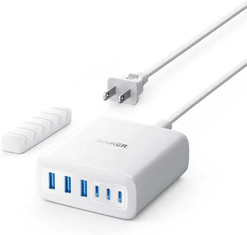 Vista 8 de Cargador de escritorio Anker, cargador USB C de carga rápida, estación de carga de 6 puertos con 112W máx, para iPhone 17, iPad, MacBook, Samsung