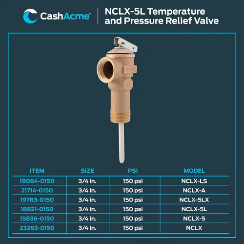 Vista 6 de Cash Acme Válvula de alivio de temperatura y presión NCLX-5L de 3/4 pulgadas, empuje para conectar accesorios de plomería de latón, cobre, tubo