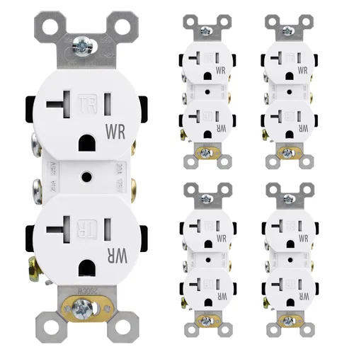 Vista 8 de ELEGRP Receptáculo dúplex con placa de pared, toma de pared eléctrica estándar de 20 A 125 V, resistente a manipulaciones TR y resistente a