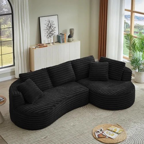 Vista 9 de JUSTONE Sofá modular moderno de 104.72 pulgadas, cómodo sofá de asiento profundo con 2 almohadas para sala de estar, dormitorio, apartamento