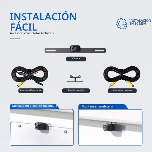 Vista 9 de ERT01 Cámara de respaldo HD para placa de matrícula de visión trasera cámara de reversa universal para camioneta, automóvil, SUV, ángulo perfecto