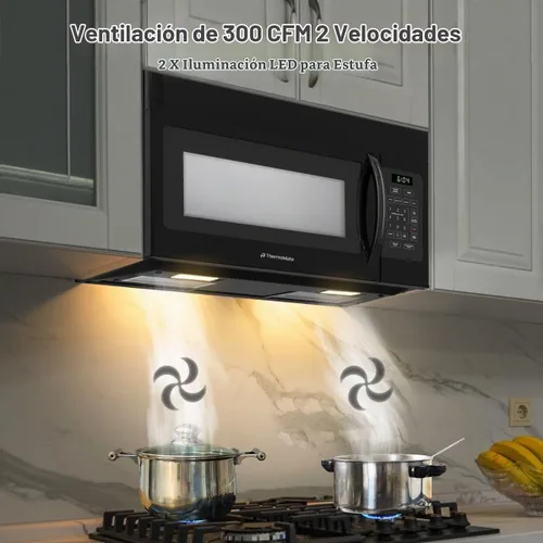 Vista 4 de Microondas de 30 pulgadas sobre la estufa, ThermoMate de 1.7 pies cúbicos de capacidad, microondas sobre la estufa con un toque, 1000 vatios