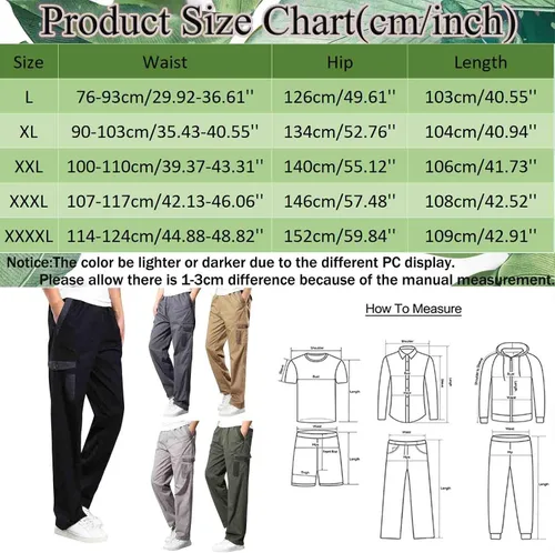Vista 6 de EELHOE Baggy Cargo Pants for Men Ripstop Relaxed Fit Lightweight Trousers Tactical Work Outdoor Bottom Pant Multi Pockets