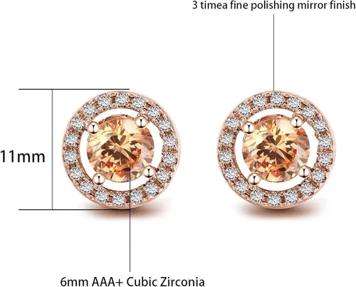 Vista 5 de TENGTENGFIT Cubic Zirconia Halo Pendant Necklace Bracelet and Stud Earrings Jewelry Set Birthday Anniversary Mothers Day Party Prom Christmas
