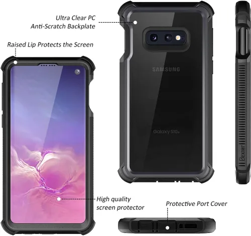 Vista 2 de Dexnor Funda para Galaxy S10E con protector de pantalla integrado, transparente, resistente, de cuerpo completo, a prueba de golpes, parte trasera