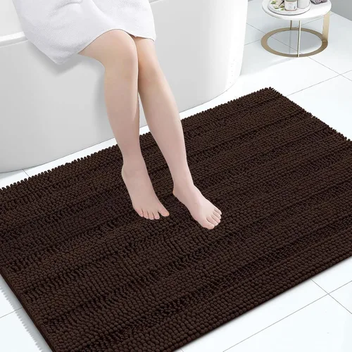 Vista 263 de Grandaily Alfombras de baño de felpilla a rayas de 24 x 16 pulgadas, extra gruesas y suaves, absorbentes, parte trasera de goma, alfombra de ducha