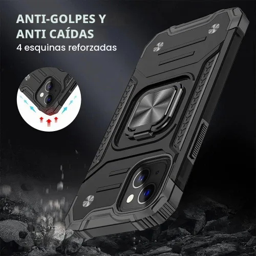 Vista 3 de Funda para iPhone 13 con protector de pantalla HD, soporte giratorio de grado militar de 360° (resistente) a prueba de golpes para iPhone 13/14