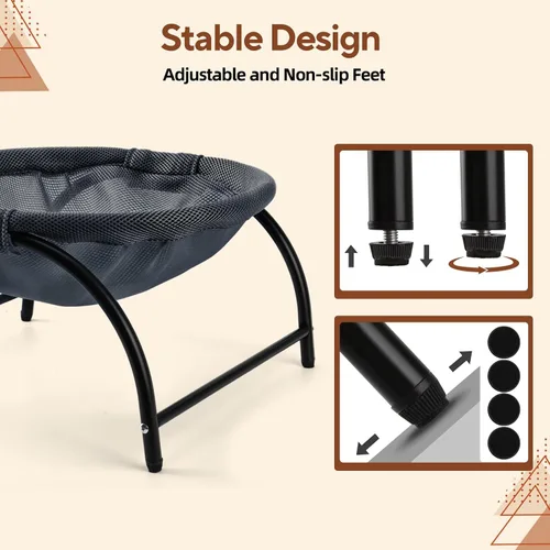 Vista 6 de LIFLIX - Cama elevada en forma de hamaca para gatos, cuna para gatos con malla lavable, cama para mascotas para gatitos, azul oscuro