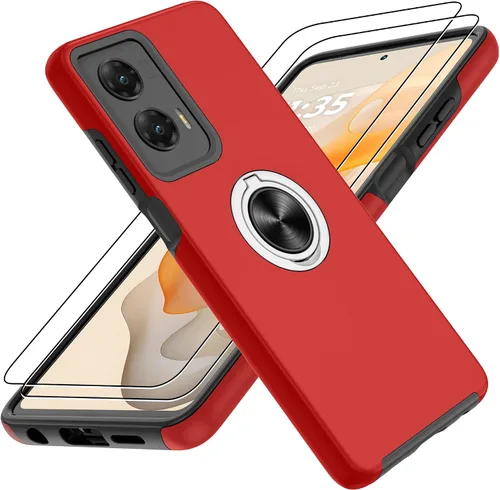 Vista 22 de Gritup - Funda para Galaxy A05S con protector de pantalla HD×2, funda protectora para teléfono a prueba de golpes con soporte magnético de anillo