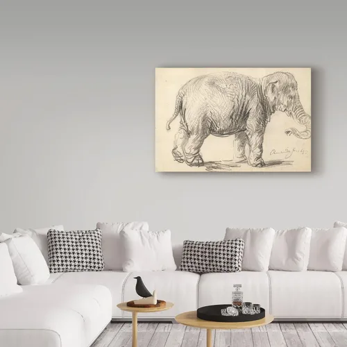 Vista 3 de Rembrandt 'Un elefante, 1637' - Lienzo decorativo