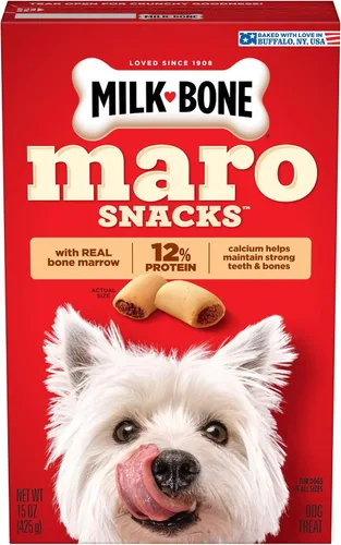 Vista 9 de Milk-Bone MaroSnacks - Golosinas para perros, carne de res, 15 onzas (paquete de 6) con médula ósea real y calcio