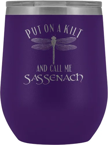 Vista 7 de Outlander Vaso de vino Put On A Kilt and Call Me Sassenach de 12 onzas de acero inoxidable grabado, taza para bebidas frías y calientes, color negro