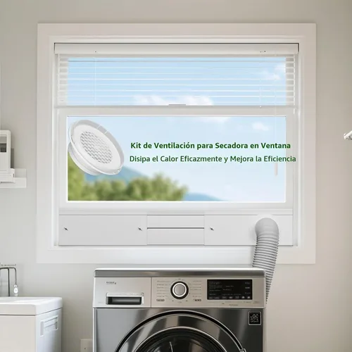 Vista 5 de Kit de ventana de ventilación para secadora, apto para conductos de 4 pulgadas y manguera de CA de 5.9 pulgadas para ventana corredera