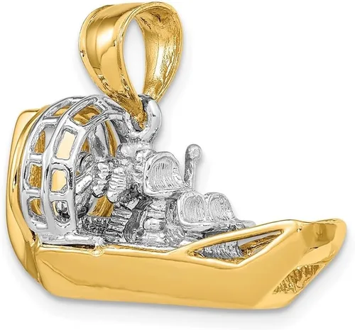 Vista 4 de Dije de aeronave 3-D chapado en rodio de 14k (L- 0.894 in, W- 1.093 in) Regalo para mujer, Metal, No es una piedra preciosa