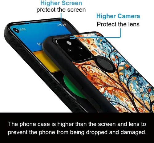 Vista 1821 de Compatible con Google Pixel 4A 5G Mobile Case Creative Acrylic Panel trasero Silicona Protección Grip especialmente diseñado para Google Pixel 4A 5G