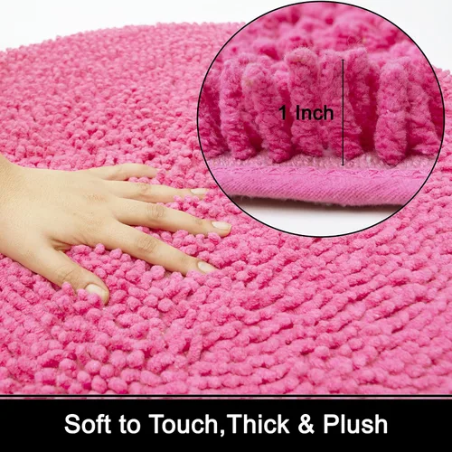 Vista 6 de Chardin home Alfombra de baño redonda rosa intenso, alfombra de baño bohemia de 2 pies, también perfecta para habitaciones de niños, guarderías