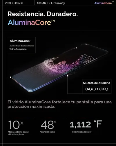 Vista 3 de Spigen GlasTR EZ FIT - Protector de pantalla de privacidad para Pixel 10 Pro XL/9 Pro XL AluminaCore, Aluminum-enhanced 10H+ tempered glass