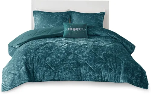 Vista 18 de Intelligent Design Juego de edredón de terciopelo para cama individual, reversible, para todas las estaciones, edredón acolchado con diamantes