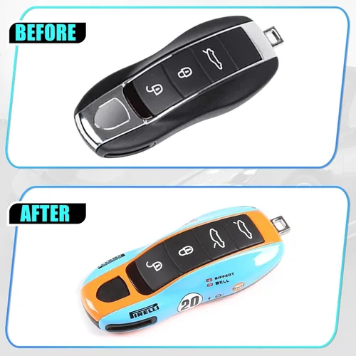 Vista 2 de Funda para llave de automóvil para Porsche Panamera 2010-2019, Cayenne 2011-2020, 911 2013-2020, Macan 2014-2019, Boxster 2013-2016, Cayman