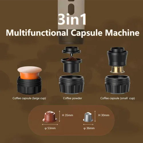 Vista 2 de Cafetera portátil, cafetera recargable USB-C de 15 bar, mini cafetera eléctrica para camping, viajes, coche y oficina (blanco)