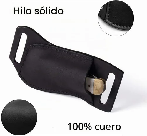 Vista 7 de Gentlestache Funda de cuero para cuchillo de bolsillo para cinturón, funda plegable para cuchillo, funda para cinturón EDC, color negro compacto