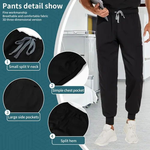 Vista 5 de niaahinn Scrub for Scrubs Top con cuello en V clásico y pantalones deportivos de yoga, uniforme médico de enfermería