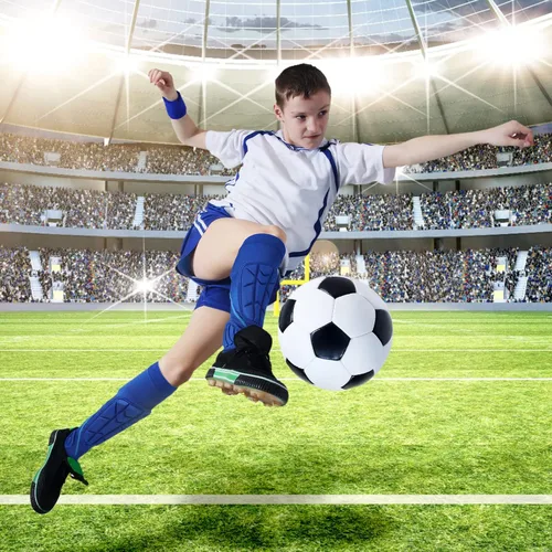 Vista 6 de 2 pares de espinilleras de fútbol para niños, calcetines protectores de tobillo de fútbol juvenil, accesorios de fútbol con almohadilla protectora